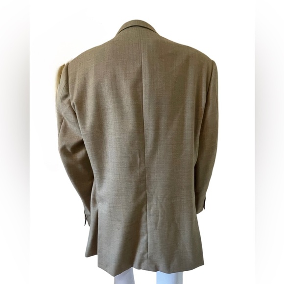 Ermenegildo Zegna Fine Wool Tan Blazer Sport Coat Jacket Tan 44L w/ blue yellow - Picture 4 of 10